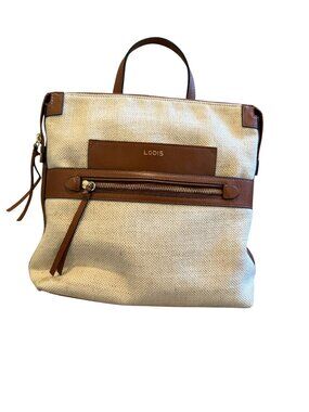 Lodis 'Pippa' Tan Canvas Backpack with Leather Trim